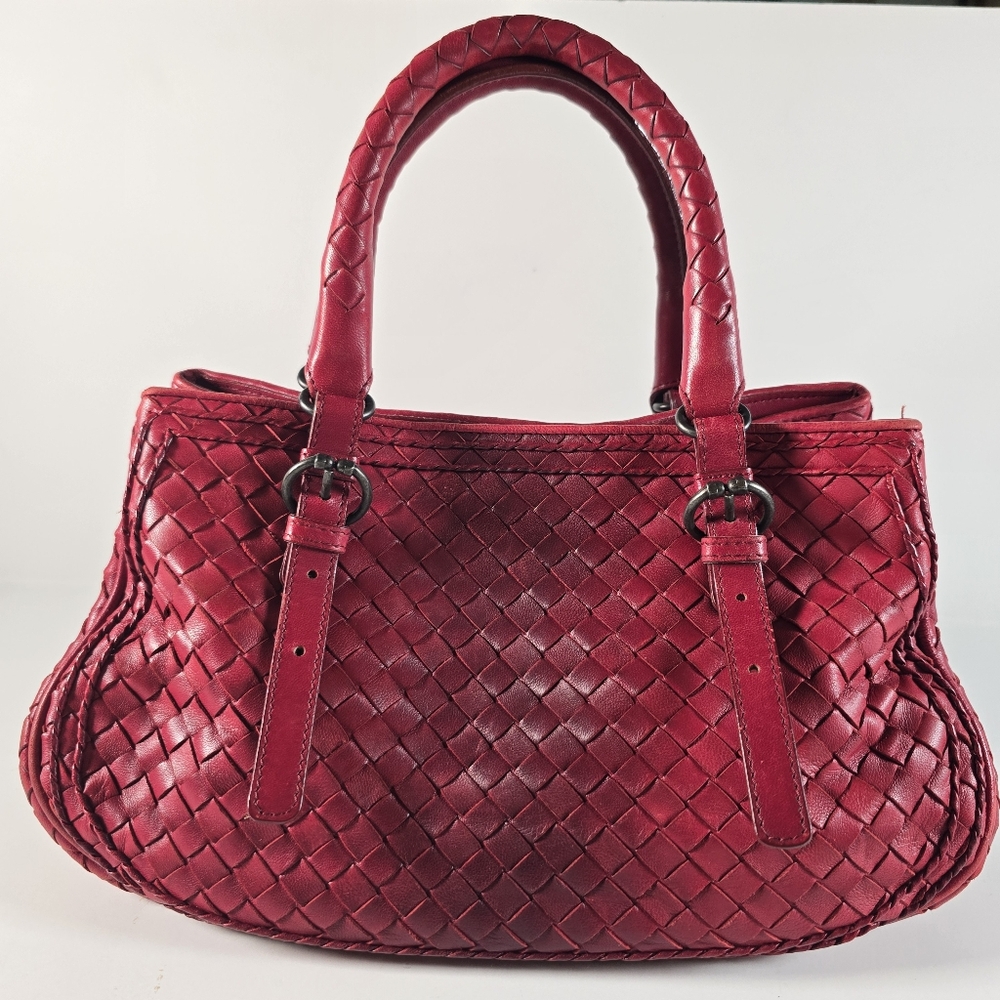Authentic Bottega Veneta Small Gradient Interaccioto Leather Bag Red